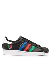 schwarze Leder niedrige Sneakers von adidas