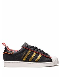 schwarze Leder niedrige Sneakers von adidas