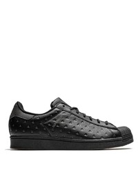 schwarze Leder niedrige Sneakers von adidas