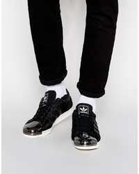 schwarze Leder niedrige Sneakers von adidas