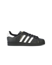 schwarze Leder niedrige Sneakers von adidas