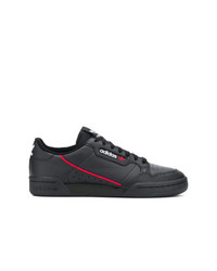 schwarze Leder niedrige Sneakers von adidas