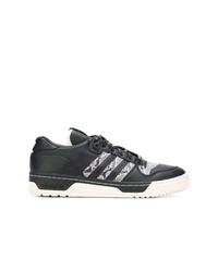 schwarze Leder niedrige Sneakers von adidas