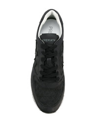 schwarze Leder niedrige Sneakers von White Premiata