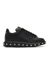 schwarze Leder niedrige Sneakers von Alexander McQueen