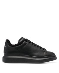 schwarze Leder niedrige Sneakers von Alexander McQueen