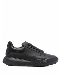 schwarze Leder niedrige Sneakers von Alexander McQueen