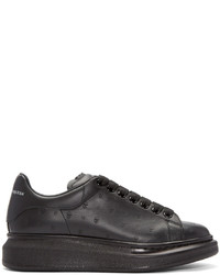 schwarze Leder niedrige Sneakers von Alexander McQueen