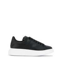 schwarze Leder niedrige Sneakers von Alexander McQueen