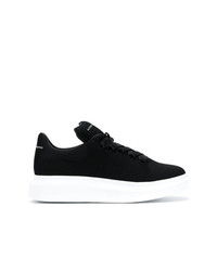 schwarze Leder niedrige Sneakers von Alexander McQueen