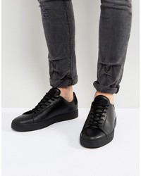 schwarze Leder niedrige Sneakers von AllSaints