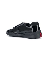 schwarze Leder niedrige Sneakers von Prada