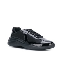 schwarze Leder niedrige Sneakers von Prada