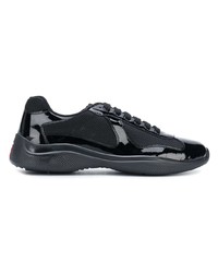 schwarze Leder niedrige Sneakers von Prada