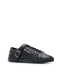 schwarze Leder niedrige Sneakers von Saint Laurent