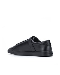 schwarze Leder niedrige Sneakers von Saint Laurent