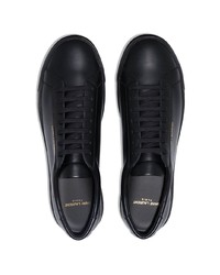 schwarze Leder niedrige Sneakers von Saint Laurent