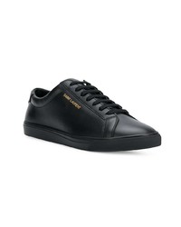 schwarze Leder niedrige Sneakers von Saint Laurent