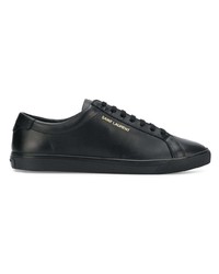 schwarze Leder niedrige Sneakers von Saint Laurent