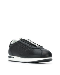 schwarze Leder niedrige Sneakers von Emporio Armani