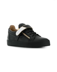 schwarze Leder niedrige Sneakers von Giuseppe Zanotti Design