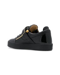 schwarze Leder niedrige Sneakers von Giuseppe Zanotti Design