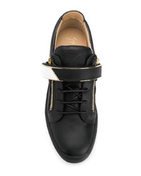 schwarze Leder niedrige Sneakers von Giuseppe Zanotti Design