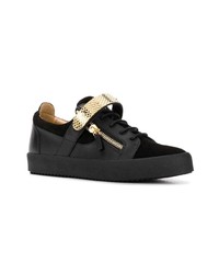 schwarze Leder niedrige Sneakers von Giuseppe Zanotti Design