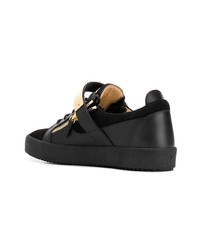 schwarze Leder niedrige Sneakers von Giuseppe Zanotti Design