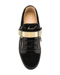 schwarze Leder niedrige Sneakers von Giuseppe Zanotti Design