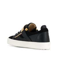 schwarze Leder niedrige Sneakers von Giuseppe Zanotti Design