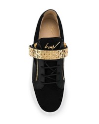 schwarze Leder niedrige Sneakers von Giuseppe Zanotti Design