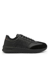 schwarze Leder niedrige Sneakers von Armani Exchange