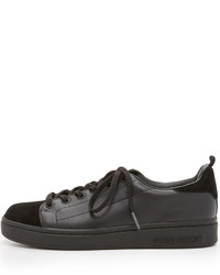 schwarze Leder niedrige Sneakers von Opening Ceremony