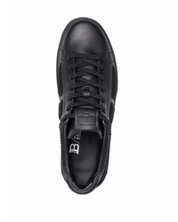 schwarze Leder niedrige Sneakers von Balmain