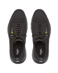 schwarze Leder niedrige Sneakers von Fendi