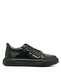 schwarze Leder niedrige Sneakers von Baldinini