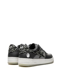 schwarze Leder niedrige Sneakers von A Bathing Ape