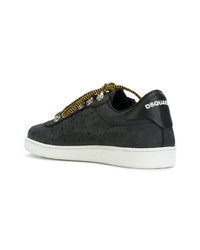 schwarze Leder niedrige Sneakers von DSQUARED2