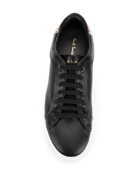 schwarze Leder niedrige Sneakers von Paul Smith Black Label