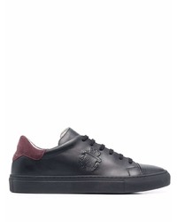 schwarze Leder niedrige Sneakers von Billionaire