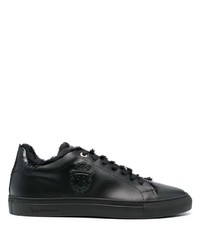 schwarze Leder niedrige Sneakers von Billionaire