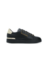 schwarze Leder niedrige Sneakers von Billionaire