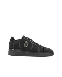 schwarze Leder niedrige Sneakers von Billionaire