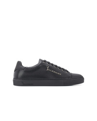 schwarze Leder niedrige Sneakers von Billionaire