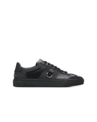 schwarze Leder niedrige Sneakers von Billionaire