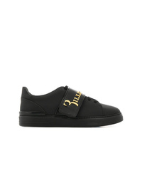 schwarze Leder niedrige Sneakers von Billionaire