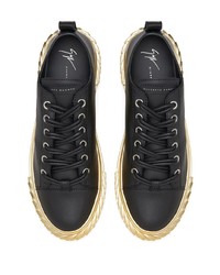 schwarze Leder niedrige Sneakers von Giuseppe Zanotti