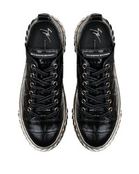 schwarze Leder niedrige Sneakers von Giuseppe Zanotti