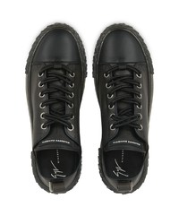 schwarze Leder niedrige Sneakers von Giuseppe Zanotti